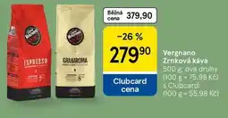 Tesco Vergnano Zrnková káva, 500 g, dva druhy nabídka