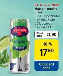 Tesco Mattoni nealko drink, 0.33 l, více druhů nabídka