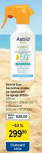 Tesco Astrid Sun Sensitive mléko na opalování ve spreji SP50+, 270 ml nabídka