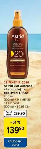 Tesco Astrid Sun Ochrana a bronz olej na opalování SPF20 nabídka
