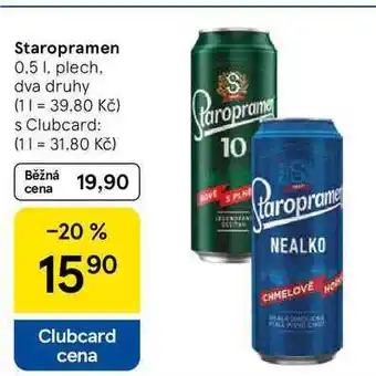 Tesco Staropramen, 0.5 l, plech, dva druhy nabídka
