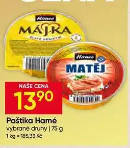Hruška Hamé paštika 75g, vybrané druhy nabídka