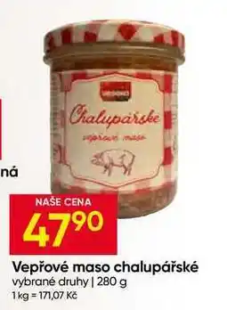 Hruška Vepřové maso chalupářské vybrané druhy nabídka