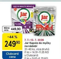 Tesco Jar Kapsle do myčky na nádobí, 31-40 ks, více druhů nabídka