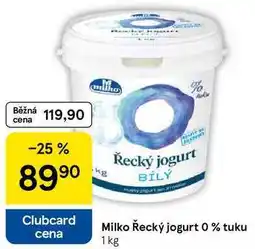 Tesco Milko Řecký jogurt 0% tuku nabídka