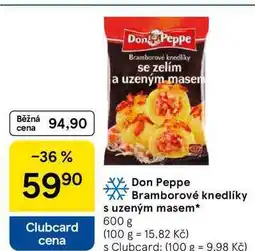 Tesco Don Peppe Bramborové knedlíky s uzeným masem nabídka