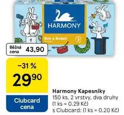 Tesco Harmony Kapesníky, 150 ks, 2 vrstvy, dva druhy nabídka