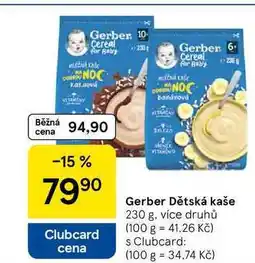 Tesco Gerber Dětská kaše, 230 g, více druhů nabídka
