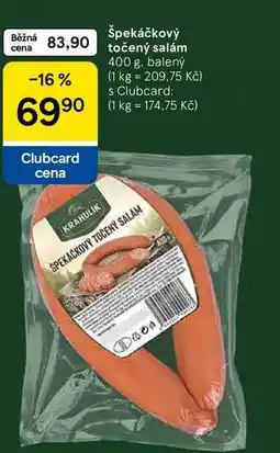 Tesco Špekáčkový točený salám, 400 g. balený nabídka