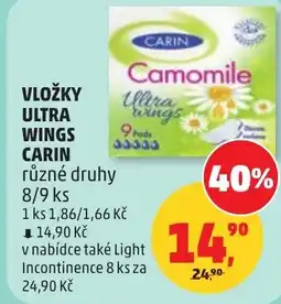 Penny Market Vložky ultra wings carin nabídka