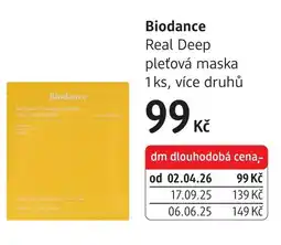 dm drogerie Biodance Real Deep pleťová maska nabídka