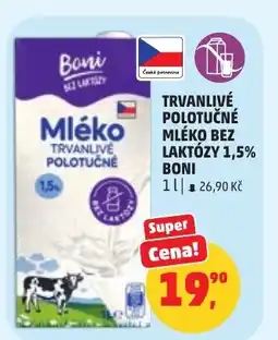 Penny Market Trvanlivé polotučné mléko bez laktózy 1,5% boni nabídka