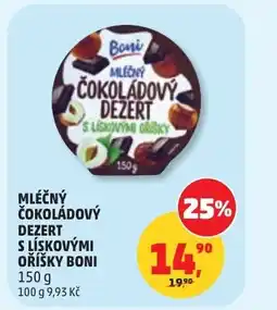 Penny Market Mléčný čokoládový dezert s lískovými oříšky boni nabídka