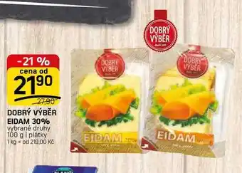 Flop DOBRÝ VÝBĚR EIDAM 30% vybrané druhy 100 g | plátky nabídka