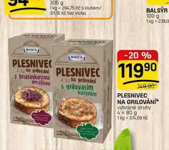 Flop PLESNIVEC NA GRILOVÁNÍ* vybrané druhy nabídka