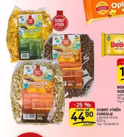 Flop DOBRÝ VÝBĚR CEREÁLIE vybrané druhy nabídka