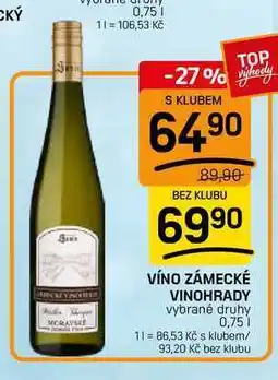 Flop VÍNO ZÁMECKÉ VINOHRADY vybrané druhy nabídka