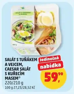Penny Market Salát s tuňákem a vejcem, caesar salát s kuřecím masem nabídka