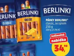 Penny Market Párky berlinki classic, se sýrem nabídka
