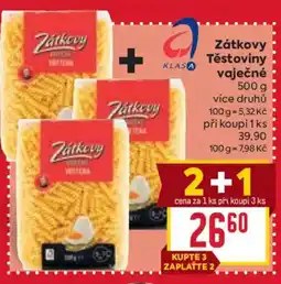 Billa Zátkovy Těstoviny vaječné nabídka