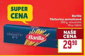 Billa Barilla Těstoviny semolinové nabídka