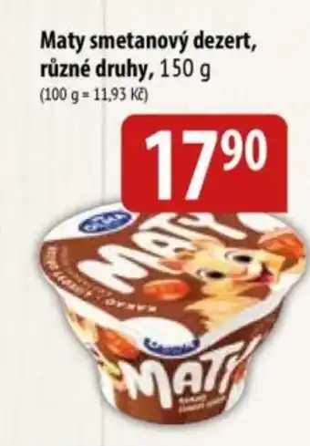 Bala Maty smetanový dezert nabídka