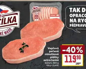 Billa Vepřová pečeně minutkové plátky extra tenké balení nabídka