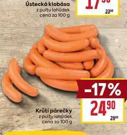 Billa Krůtí párečky z pultu lahůdek cena za nabídka