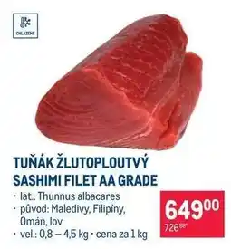 Makro Tuňák žlutoploutvý Sashimi filet AA grade nabídka
