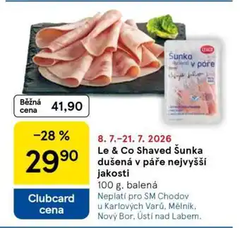 Tesco Le & Co Shaved Šunka dušená v páře nejvyšší jakosti nabídka