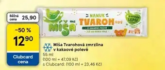 Tesco Míša Tvarohová Zmrzlina v kakaové polevě nabídka