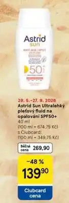 Tesco Astrid Sun Ultralehký pleťový fluid na opalování SPF50+ nabídka