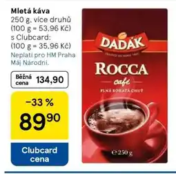Tesco Mletá káva Dadák Rocca nabídka