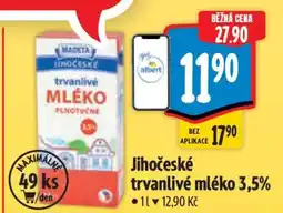 Albert Jihočeské Trvanlivé mléko 3,5% nabídka