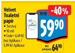 Albert Velvet Toaletní papír nabídka