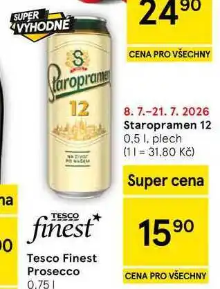 Tesco Staropramen 12, 0.5 l, plech nabídka