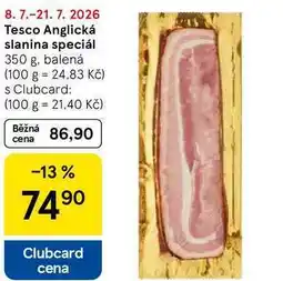 Tesco Tesco Anglická slanina speciál, 350 g, balená nabídka