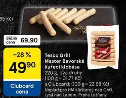 Tesco Tesco Grill Master Bavorská kuřecí klobása, 220 g, dva druhy nabídka