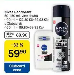 Tesco Nivea Deodorant, 50-150 ml, více druhů nabídka