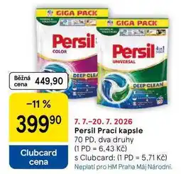 Tesco Persil Prací kapsle, 70 PD, dva druhy nabídka