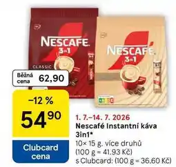 Tesco Nescafé Instantní káva 3in1, 10x 15 g, více druhů nabídka