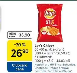 Tesco Lay's Chipsy, 55-60 g, více druhů nabídka