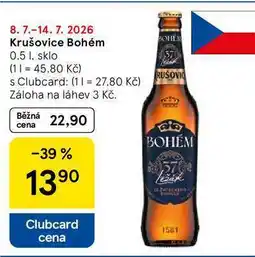 Tesco Krušovice Bohém, 0,5 l, sklo nabídka