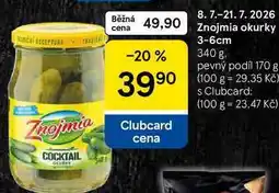 Tesco Znojmia okurky 3-6cm, 340 g. pevný podíl 170 g nabídka