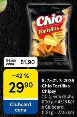 Tesco Chio Tortillas Chipsy, 110 g, více druhů nabídka