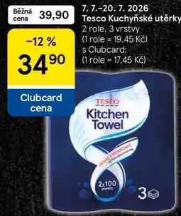 Tesco Tesco Kuchyňské utěrky, 2 role. 3 vrstvy nabídka