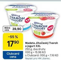 Tesco Madeta Jihočeský Tvaroh a jogurt XXL, 250 g, dva druhy nabídka