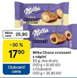 Tesco Milka Choco croissant s náplní, 50 g, dva druhy nabídka