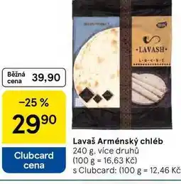 Tesco Lavaš Arménský chléb, 240 g, více druhů nabídka