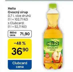 Tesco Hello Ovocný sirup, 0.7 I, více druhů nabídka